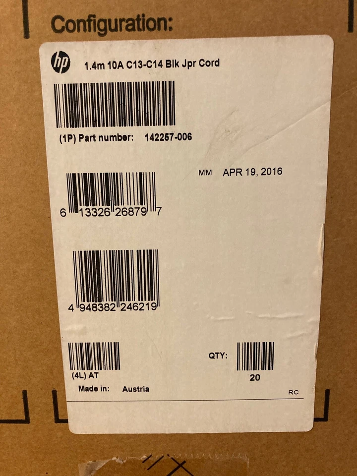 BOX OF 20 - 1.4m 10A C13-C14 Black Jumper Extension Cord - Image 1 of 4