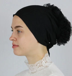 Modefa Women's Islamic Turkish Cap Non-Slip Cotton Bonnet Volumizing - Black - Picture 1 of 2