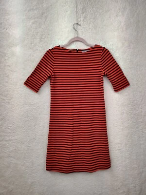 Uniqlo Women Dress Extra Small Black Stripe Rayon Blend Short Sleeve Shirt Dress - Image 1 of 4