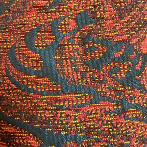 Woven Tapestry Small Remnant Fabric Piece Skirt 15”x 15” Lined Teal Orange - Picture 1 of 12