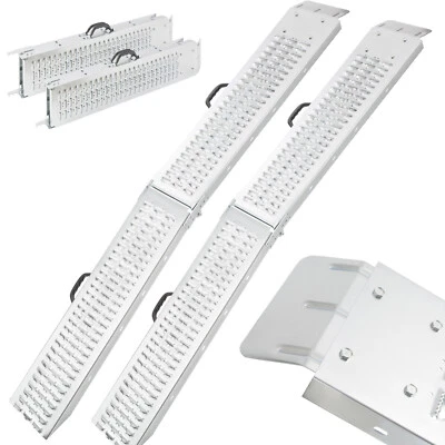 AREBOS 2x Rampe de Chargement Pliable 400 kg Argent Surface Anti-dérapante 180cm - Photo 1/4