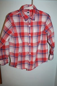 EUC Janie and Jack Postcards From Paradise Roll Cuff Madras Plaid Shirt Size 5 - Picture 1 of 6