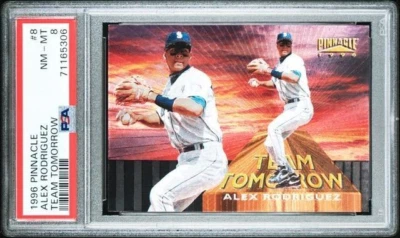 1996 Pinnacle ALEX RODRIGUEZ Insert TEAM TOMORROW Tough Dufex PSA 8 Low Pop - Image 1 of 2