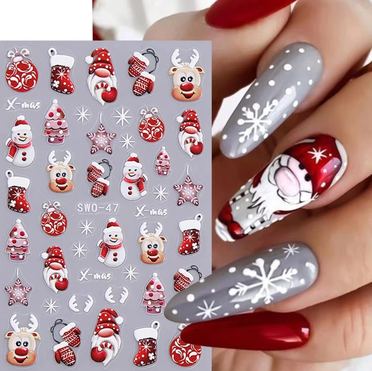 Beaupretty Weihnachts-Nagelsticker – 3D, Selbstklebend, Festlich