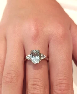 Anillo Recarlo de Oro Blanco 18CT 750 Aguamarina Zc 754/B - Imagen 1 de 9
