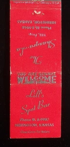 1960s Lill's Spot Bar The Shangra-La Lill Herington KS Dickinson Co Matchbook - Picture 1 of 2
