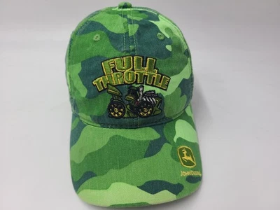 John Deere Full Throttle Camo Strapback Adjustable Hat Cap Farm Men Women Green - Image 1 of 4