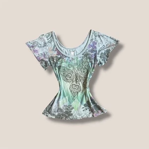 🦋🥀 Vintage y2k Lucky Brand butterfly Whimsygoth babydoll top Size Small - Picture 1 of 9