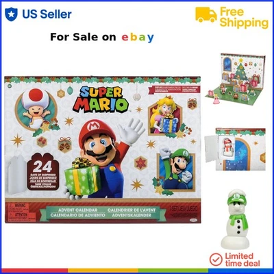 Calendario de Adviento Plástico 24 Días Navidad Santa Mario Muñeco de Nieve Luigi Niños Foto 1 de 4