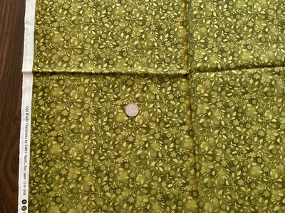 Old World Christmas Golden Green Bronze Cotton Fabric Flowers  1/2 Yard - Image 1 of 3