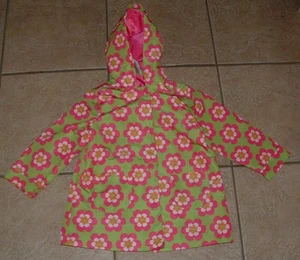 GYMBOREE Colorful Floral Girls Sz XS 3/4 Casual Wear Snap Up Hooded Rain Jacket - Picture 1 of 2