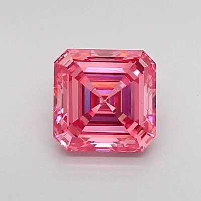 Asscher 1.04ct Fancy Vivid  Pink VS1 CVD IGI Loose Lab Grown Diamond - Image 1 of 3