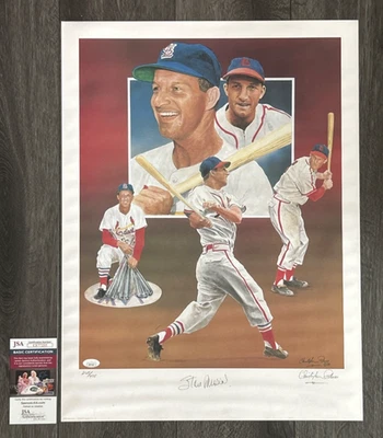 Stan Musial Signed 18x24 Litho Lithograph LE 265/475 JSA COA CE77255 - Image 1 of 4