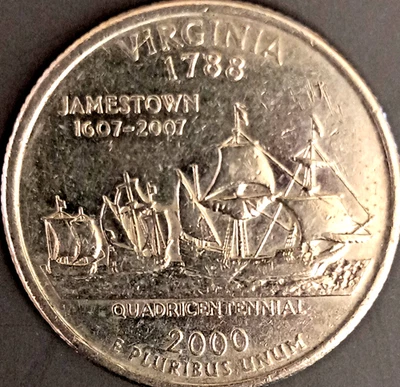 2000 D Virginia State Quarter Doubling on Date Letters Design on Obverse/reverse - Image 1 of 4