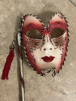 Beautiful Crimson Masquerade Mardi Gras Mask - Image 1 of 4