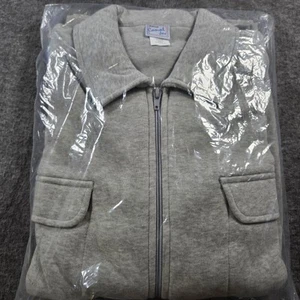 Haband Casual Joe Mens Gray Zip-Up Cotton-Blend Fleece Jacket Size Large New Vtg - Picture 1 of 3