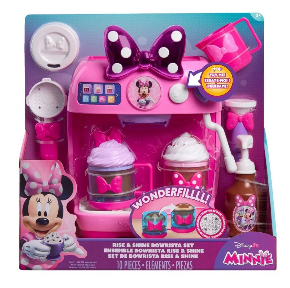 Disney Jr Minnie Mouse Rise And Shine Bowrista Set 10” Play Máquina de Espresso Foto 1 de 1