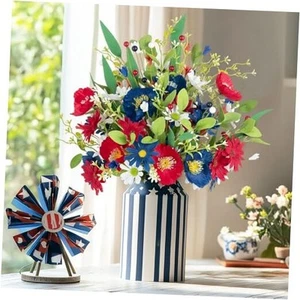 Flowers 4th of July Decorations: 4 Pcs Red White and Blue Flowers Patriotic - Picture 1 of 7