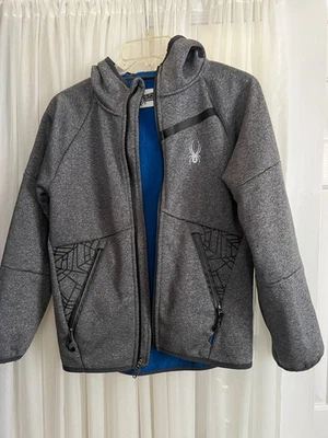 Chaqueta con Capucha Spyder Gris Cremallera Completa Bolsillos Frontales con Cremallera Talla M 10/12 Foto 1 de 4