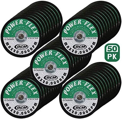 50 Pack - Cut Off Wheels 3 Inch x 1/16 Inch x 3/8 Inch - for Cutting All Stee... - Image 1 of 3