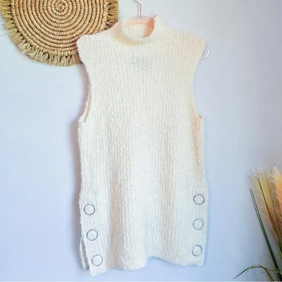 Club Monaco Nueva Lana Alpaca Marfil Cuello Embudo Suéter Túnica Silencioso Lujo Mediano Foto 1 de 4