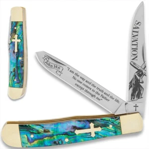 Christian Pocket Knife - Salvation Bible Verse Trapper | John 14:6 Engraving - Picture 1 of 7