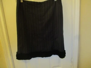 Nanette Lepore Solid Black Pin Stripped Velvet Trim Skirt Size 4 Lot 29 - Picture 1 of 7