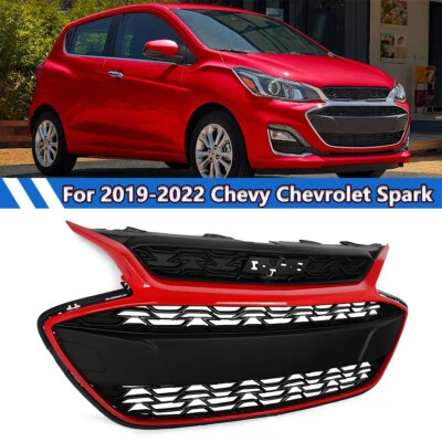 42687998 Black & Red For Chevrolet Spark 2019-2022 Front Bumper Upper Grille ABS - Imagem 1 de 4