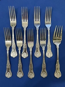 8 Wallace QUEENS Edelstahl Tafelgabeln GLÄNZEND 18/10 Silberbesteck 1 Serviergabel - Bild 1 von 4