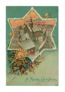 Antike AK Frohe Weihnachten 1907 geprägt Stechpalmenblätter Beeren Raphael Tuck - Bild 1 von 2
