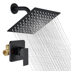 Wall Mounted Shower Faucet Set Rainfall Shower Head Combo with Mixer Valve kit - Picture 1 of 9