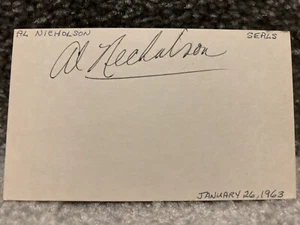 Al Nicholson (d. 1978) Bruins & San Francisco Seals Hockey Signed Index Card - Picture 1 of 1