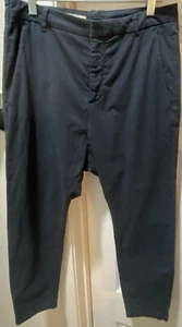 Nili Lotan Paris Pants Size 2 Navy Blue Drop Crotch Made USA 111/88 80NL Frayed - Picture 1 of 18