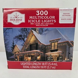 Holiday Time 300 Icicle Style Multi Mini Christmas String Lights White Wire 18' - Picture 1 of 7