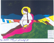 Anatol Herzfeld:  Sitzende Frau - PC-Bild von 1988 - signiert