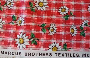 Vintage MARCUS BROTHERS margherita tessuto cotone rosso gingham check 2 iarde x 45W - Foto 1 di 3