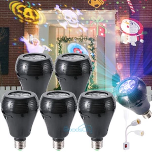 Halloween Christmas RGB LED Projector Light Bulb Auto Rotating Xmas Decor Lamp - Picture 1 of 36