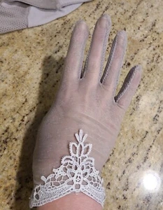 Guantes transparentes de muñeca de encaje formal elásticos grises de 9" para mujer talla L/XL - Imagen 1 de 20
