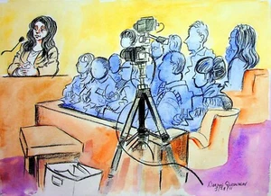 The Trial of Barry Bonds 2011 Signed NORMAN QUEBEDEAU Original Courtroom Art #NQ - Picture 1 of 2