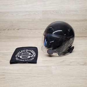 Harley Davidson Jet II Helmet Glossy Shiny Black Full Face Shield with Headset M - Picture 1 of 15