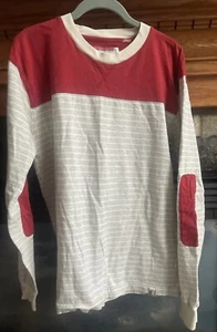 Slvdr Shirt Mens Extra Large Gray Red Stripe Long Sleeve Cotton Casual XL Crew - Picture 1 of 9