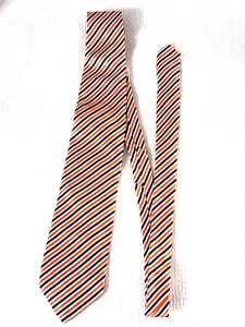 Guy Laroche Men’s Silk Tie Striped  Orange/Navy/White Made In Italy  - Picture 1 of 6
