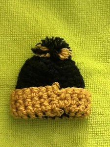 Pittsburgh Steelers handgefertigte gehäkelte Beanie Strumpf Mütze schwarz gold Barbie Größe - Bild 1 von 4