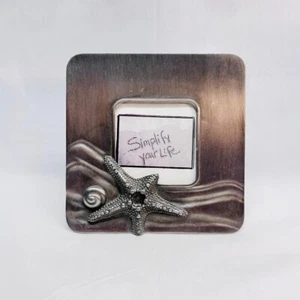 Nautcal Picture Frame Metal Starfish Shell Beach 3"x3" Picture 6" Wx6" Lx1.25"H - Picture 1 of 5