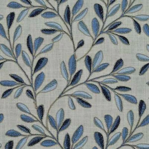 Leafage Horizon Blue Embroidered Leaf P Kaufmann Fabric - Picture 1 of 1