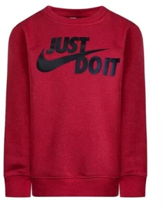 Boys Nike Just Do It Fleece Pullover Sweatshirt, Boy's, Red, Size 7 - Picture 1 of 3