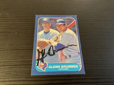 1986 Fleer Glenn Brummer #557 Auto Signed Autograph Rangers  - Image 1 of 2