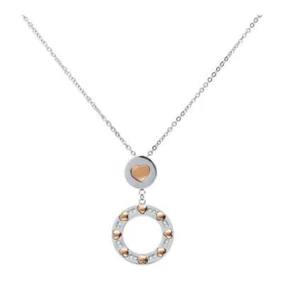 COLLANA STROILI con strass e pendente a CUORE in oro ROSA amore LOVE 1666086 - Immagine 1 di 3