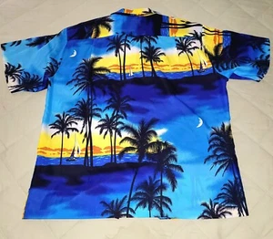 Vintage 90s Shoreline Hawaii Hawaiian Shirt Sunset Beach Scene Size XL - Picture 1 of 3