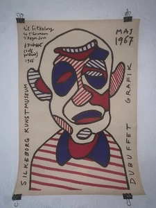 VNTG JEAN DUBUFFET EXHIBITION POSTER SILKEBORG KUNSTMUSEUM 1967 - Picture 1 of 3